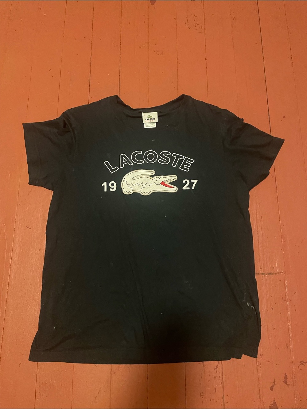 Lacoste Black Graphic Logo Tee - 1927 Crocodile